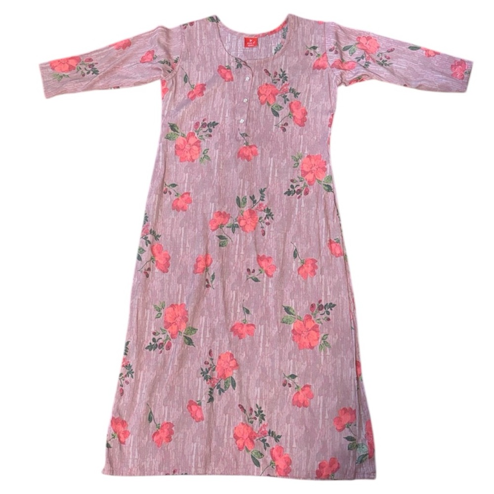 Zola Floral Pink Dress Kurta Made in India